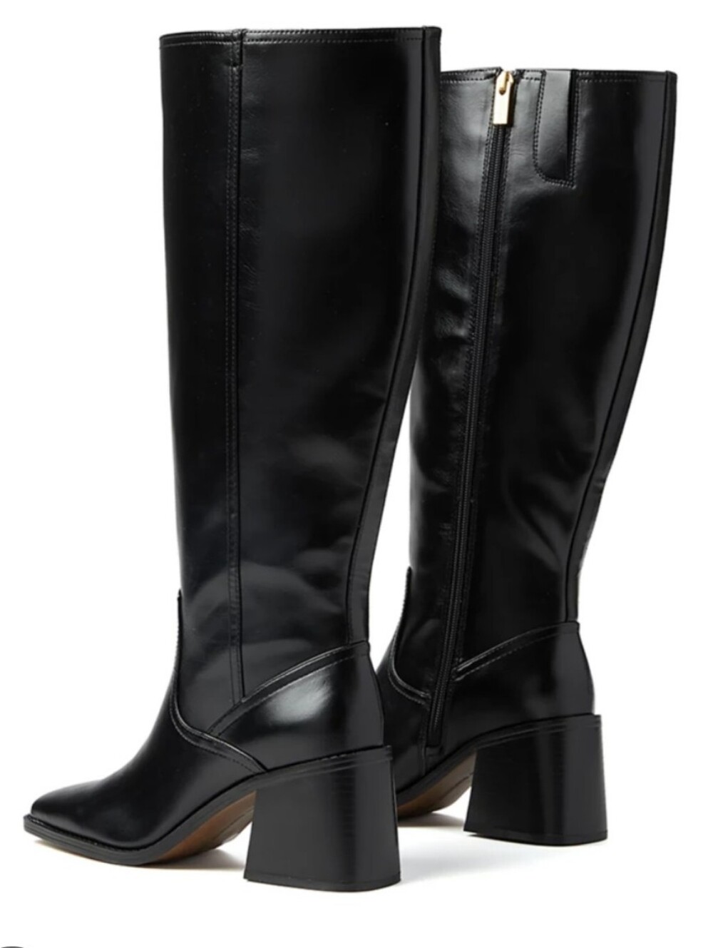 Vince Camuto Sanea Black Leather Knee High Boots Wide Calf 8.5 - Picture 3 of 15